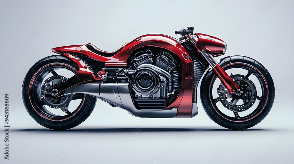 Fototapeta premium Red Custom Motorcycle.
