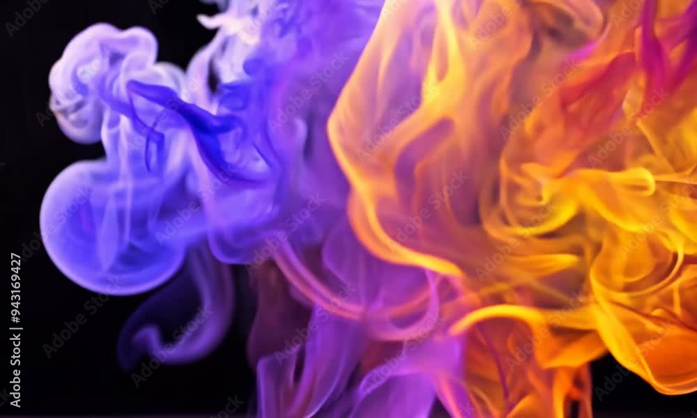 Mixing of colored smoke on a dark background. Generative AI Mixing of colored smoke on a dark background. Generative AI