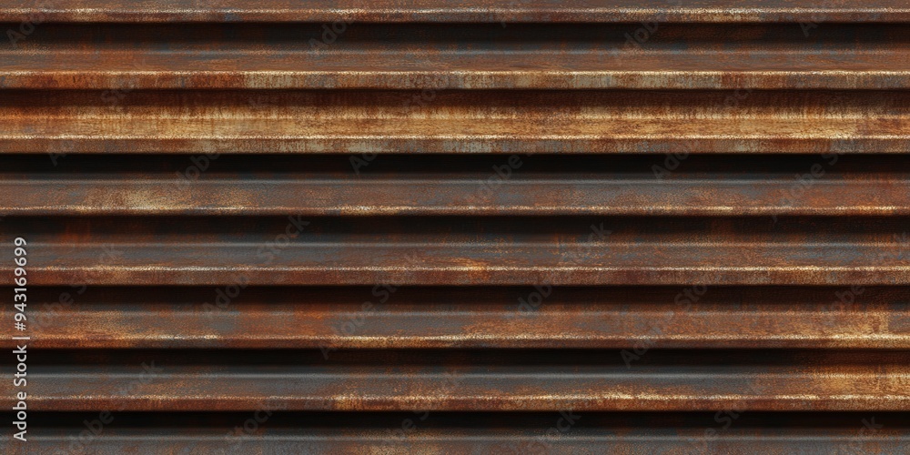 Rusty Corrugated Metal Wall With Fading Paint and Weathered Texture Showing Age Rusty Corrugated Metal Wall With Fading Paint and Weathered Texture Showing Age