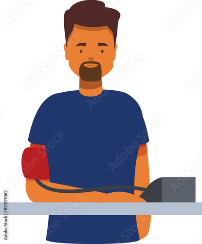 Man is having his blood pressure taken at the doctor's office