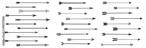 Set of arrows. Indian, medieval, warrior style.