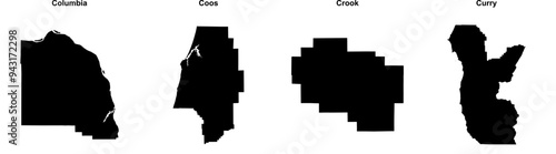 Columbia, Coos, Crook, Curry outline maps