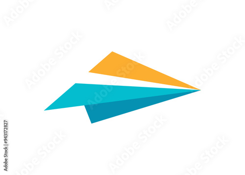 Paper plane logo. Geometric arrow up. Abstract business Logo. Vector logo design template