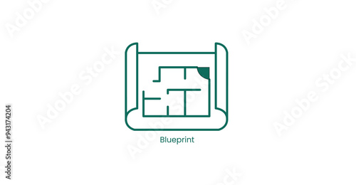Architectural Blueprint Real Estate Vector Icon