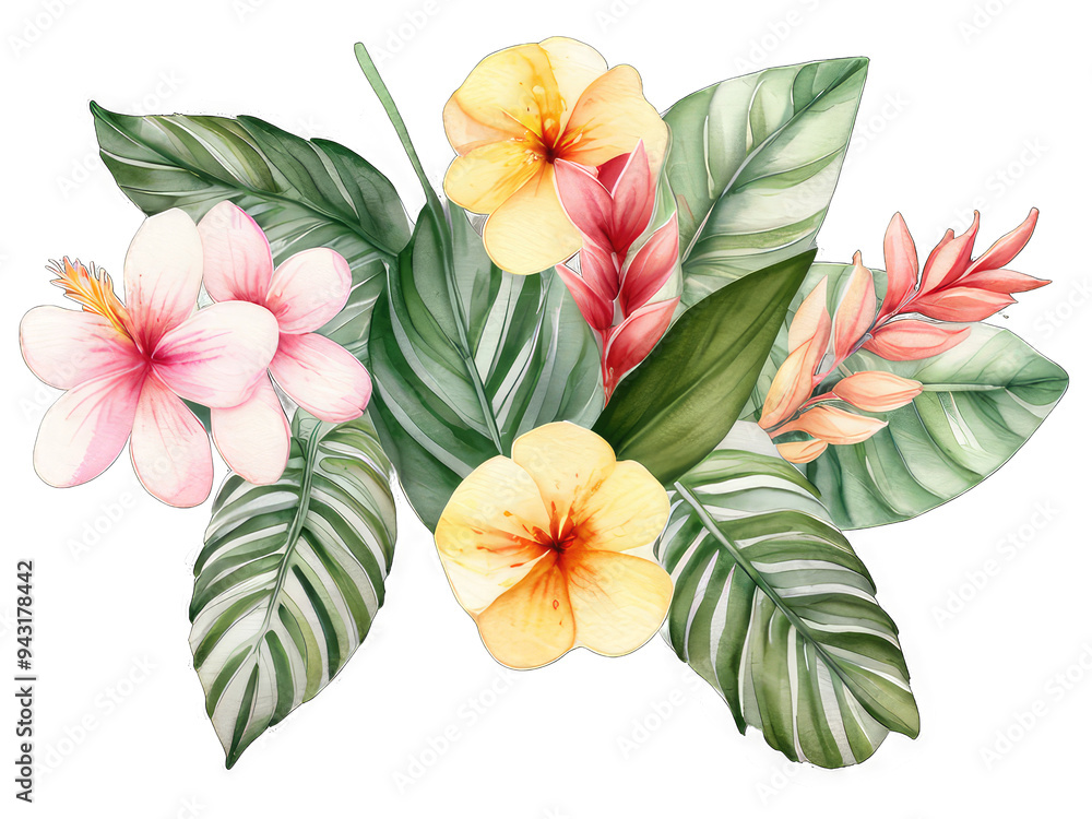 Fototapeta premium pink lily flowers,bouquet of flowers isolated,set of leaves and flowers,lily of the valley,bouquet of flowers