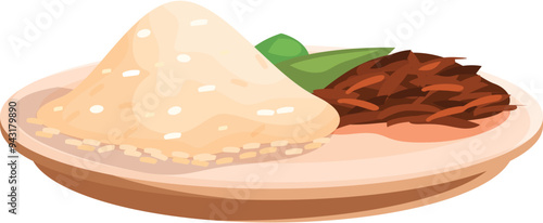 Delicious and hearty plate of food is being served, featuring a generous portion of fluffy rice, savory meat and fresh vegetables