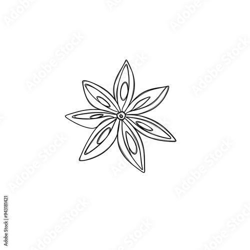 Single Chinese star anise seed freehand sketch template for autumn sticker photo