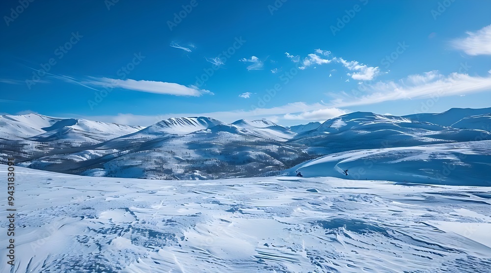 Obraz premium Expansive Mountain Range with Snow-Covered Slopes