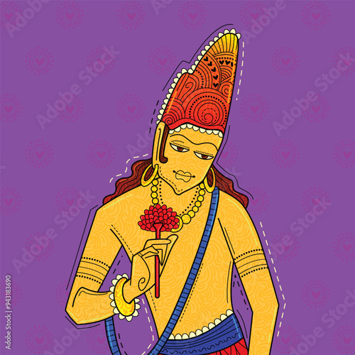 illustration of desi (indian) art style padmpani ajanta cave painting.