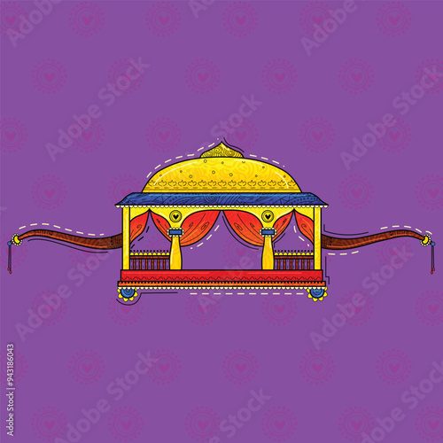 vector illustration of desi (indian) art style palanquin.