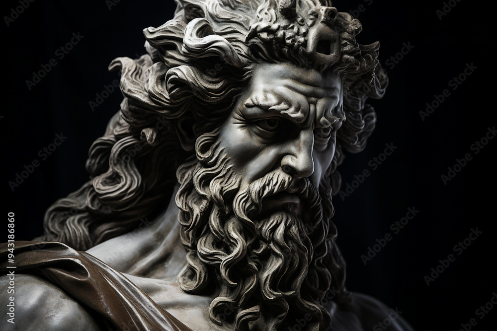 Generated with AI image of statue of an ancient god greek or roman hero ...