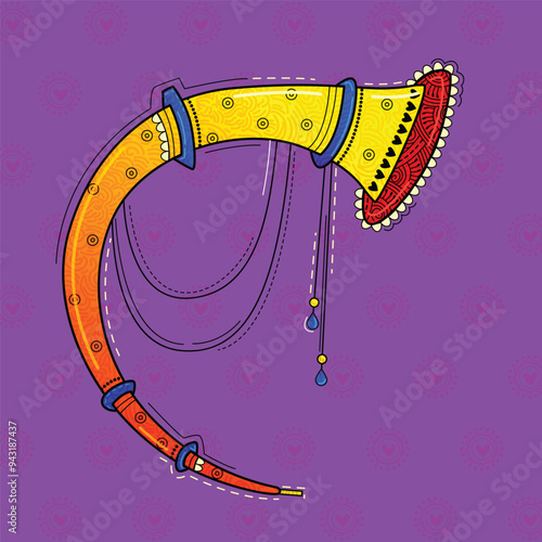 vector illustration of desi (Indian) art style tutari indian musical instrument