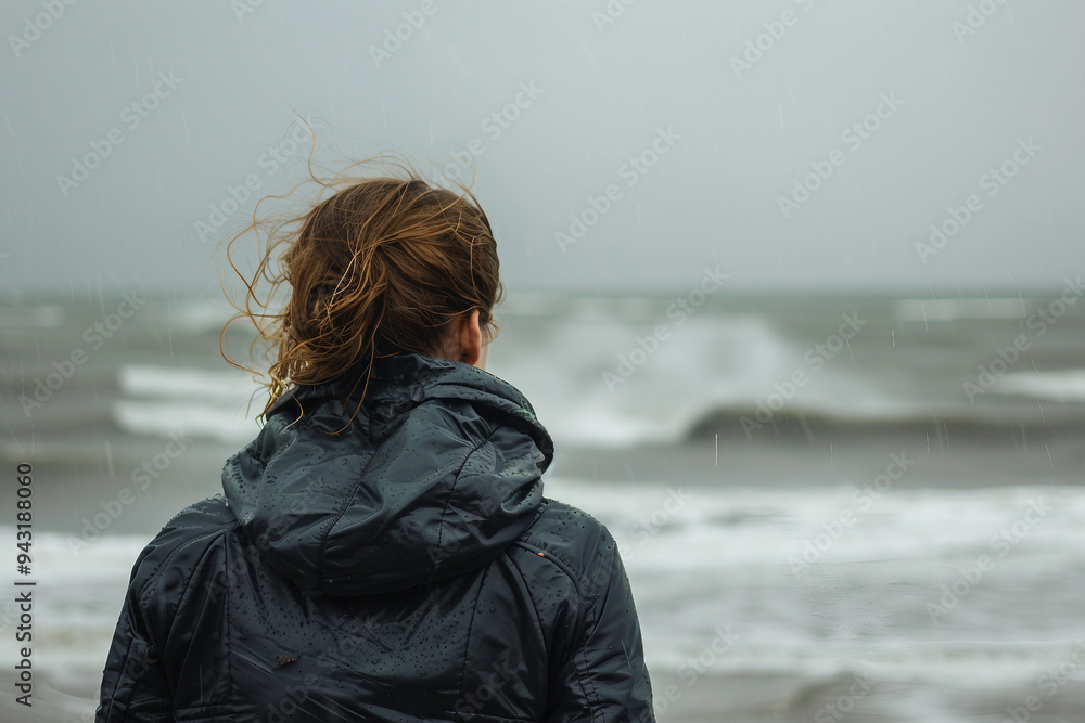 Extreme dangerous thunder rainstorm weather, Generative AI illustration