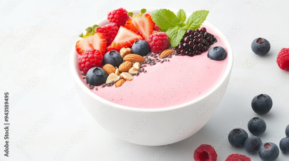 Nourishing Smoothie Bowl Close-Up Highlighting Berries, Nuts, and Immunity Benefits Nourishing Smoothie Bowl Close-Up Highlighting Berries, Nuts, and Immunity Benefits