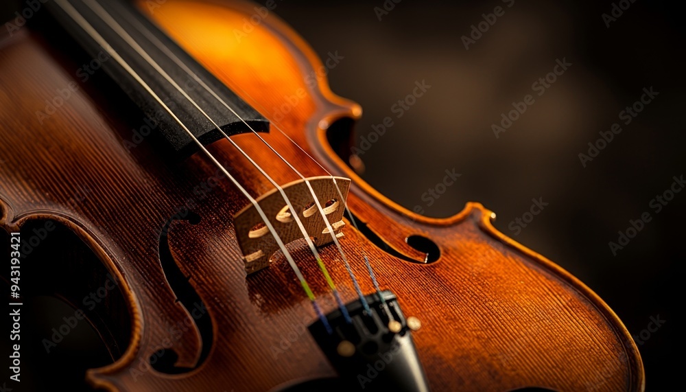 Classic Violin Close-up on Moody Background Classic Violin Close-up on Moody Background