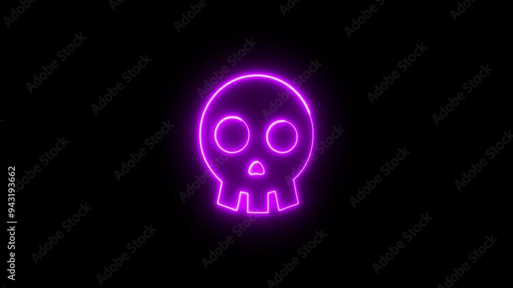 Happy Halloween neon skull animation, Happy halloween animation with neon skull, Happy Halloween neon sign, neon skull icon. Happy Halloween neon skull animation, Happy halloween animation with neon skull, Happy Halloween neon sign, neon skull icon.