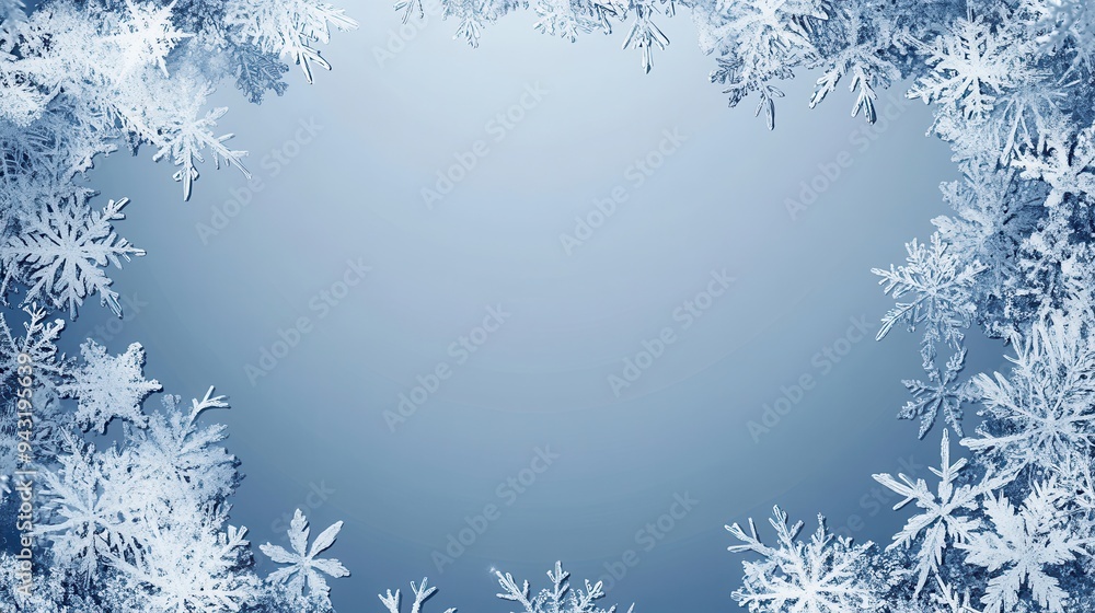 Blue Background with Snowflake Frame - Winter Holiday Border for Design. Blue Background with Snowflake Frame - Winter Holiday Border for Design.