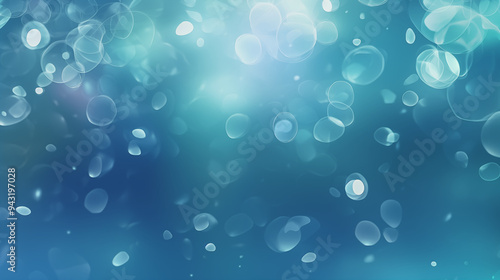 Dark Blue Underwater with Floating Bubbles and Light Reflections