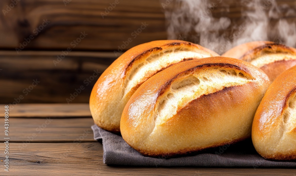 freshly baked hot rolls on rustic wooden table with steam, delicious crusty bread, bakery concept, food photography, appetizing close up freshly baked hot rolls on rustic wooden table with steam, delicious crusty bread, bakery concept, food photography, appetizing close up