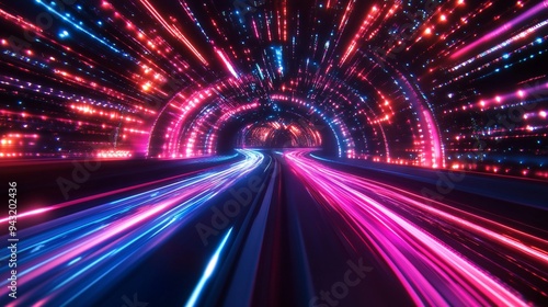 Neon light trails creating a dynamic, glowing futuristic background