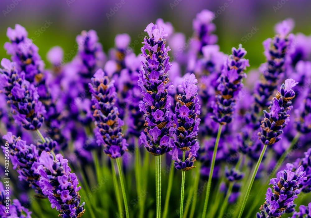 Obraz premium vibrant lavender flowers in full bloom - purple floral bouquet with soft focus background - natural beauty and fragrant aroma.