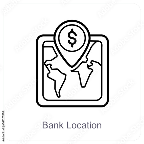 Bank Location and location icon concept