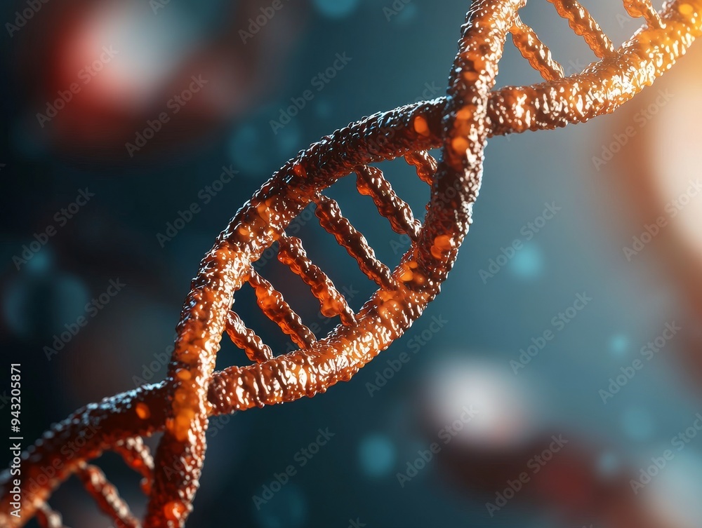 3d rendered dna double helix structure - genetic code, molecular biology, science, research, biotechnology.