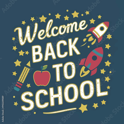 Kids Welcome Back To School T-Shirt - Apple, Rocket, and Stars Graphic for Students