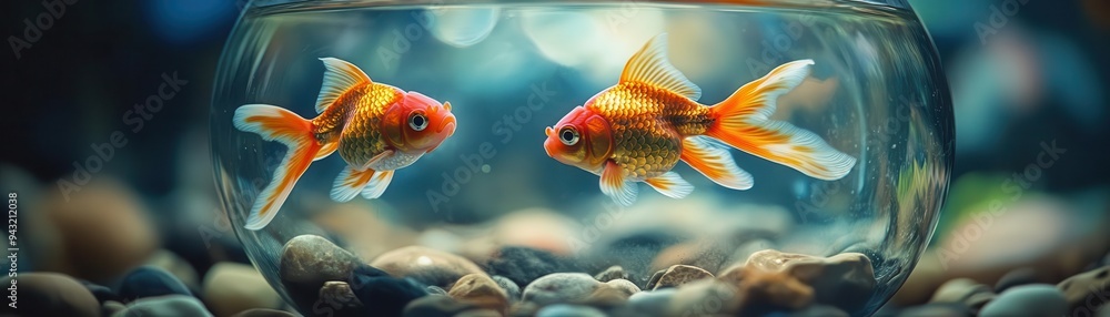 Goldfish swimming in a bowl, with gentle movements and a peaceful presence, Serene, Cool Tones, Detailed Goldfish swimming in a bowl, with gentle movements and a peaceful presence, Serene, Cool Tones, Detailed