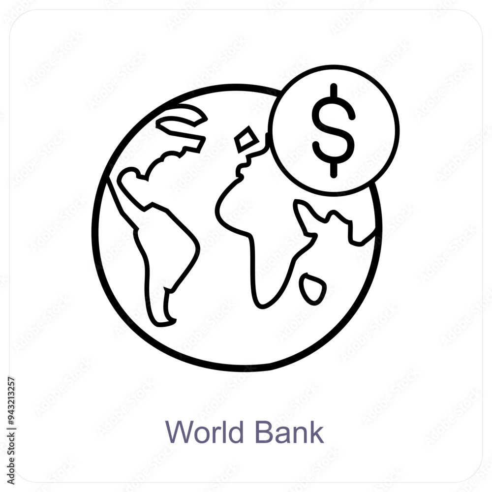 World Bank and global investment icon concept World Bank and global investment icon concept