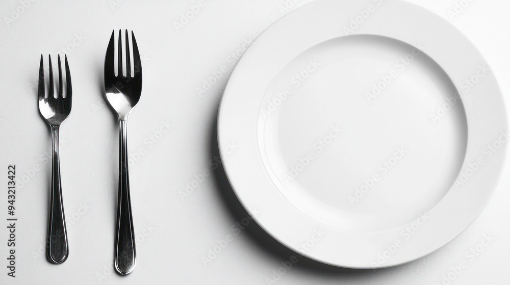 Empty Plate with Fork and Knife Empty Plate with Fork and Knife