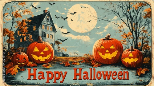 a vintage happy halloween postcard photo