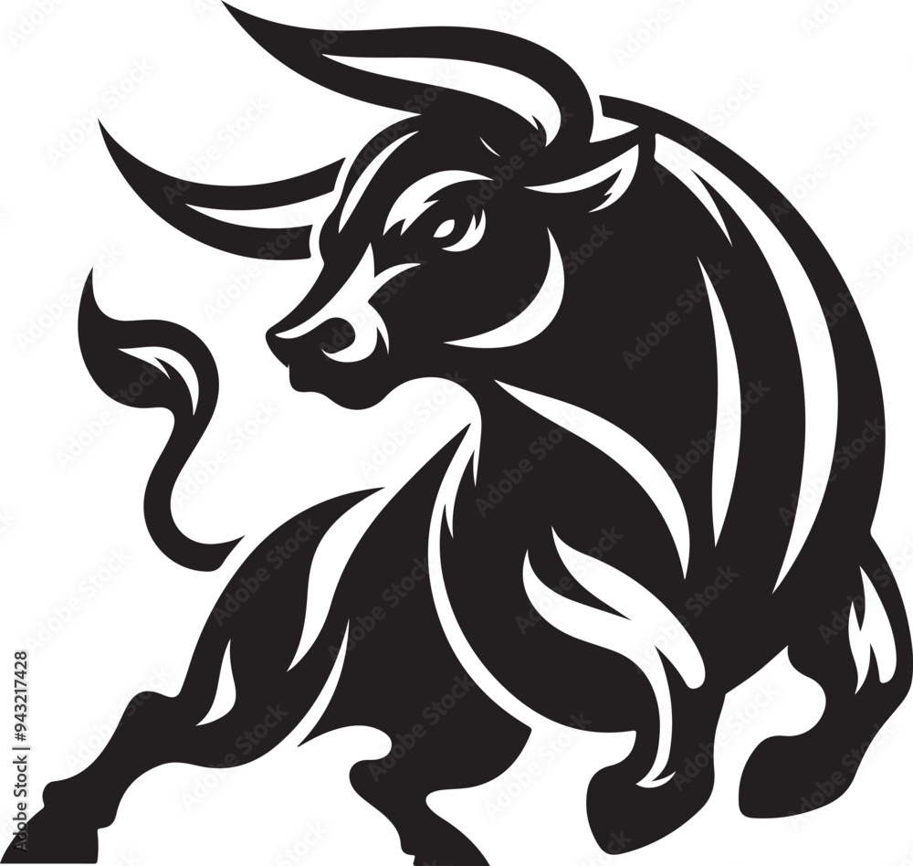 Fototapeta premium Illustration silhouette of a bull
