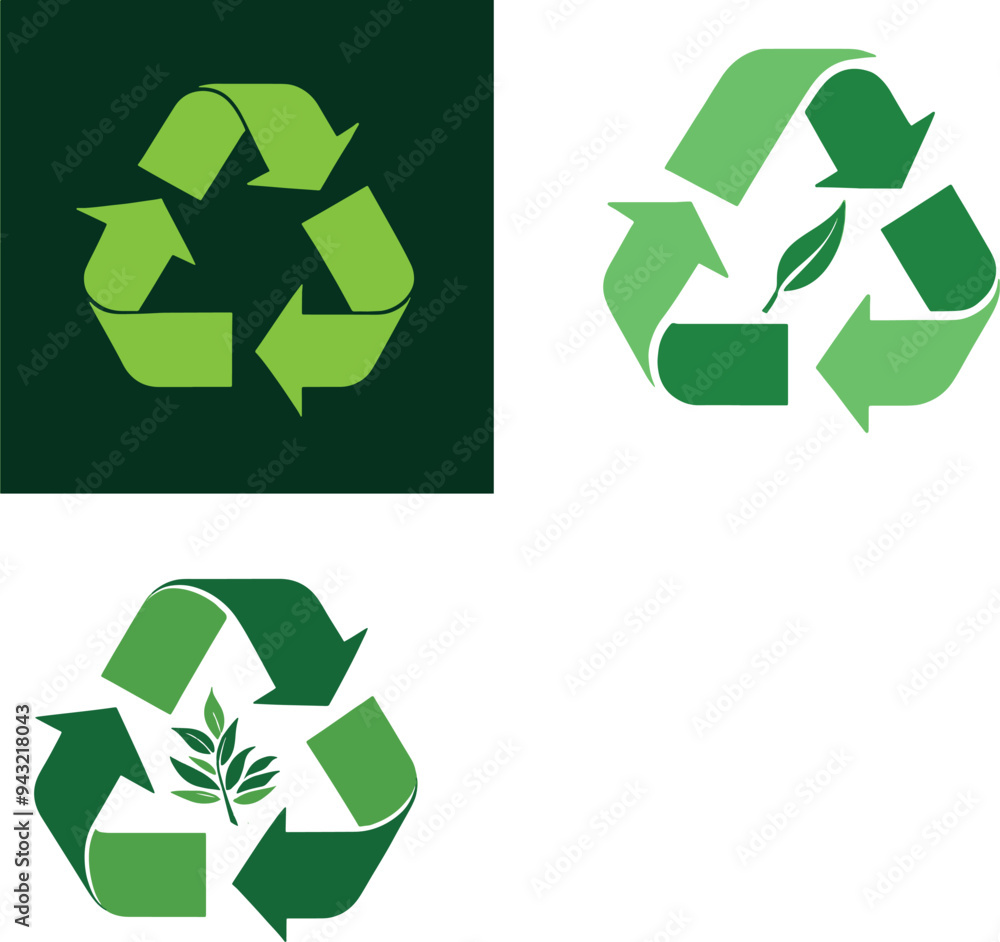 Obraz premium Green environment recycle logo set