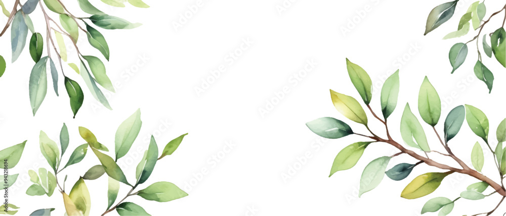 Green Leaf pattern background in watercolor3 Green Leaf pattern background in watercolor3