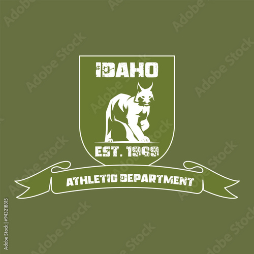 idaho athletic department varsity college lynx detailed print with united states of america state slogan and grunge effect for graphic tee t shirt or sweatshirt hoodie - Vector photo