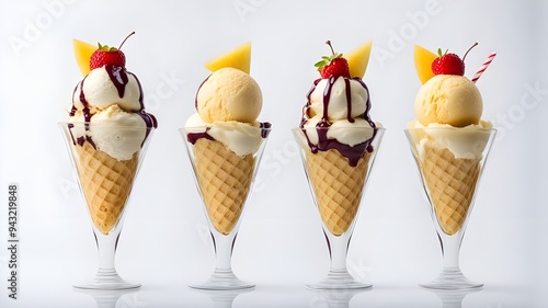 set of pineapple ice cream photo