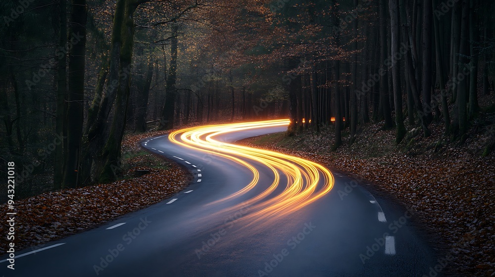 Fototapeta premium Winding Road Through a Dark Forest