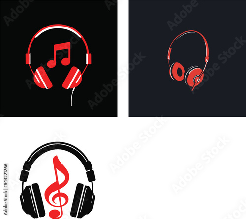 Headset audio streaming service logo set