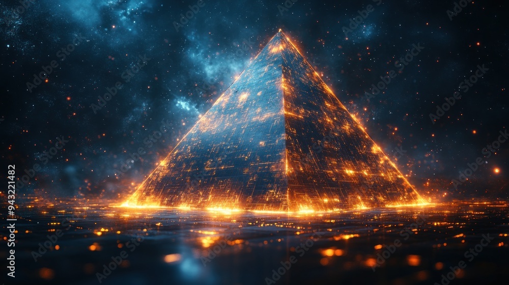 Glowing Pyramid Against a Starry Sky Glowing Pyramid Against a Starry Sky