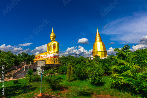 Background of religious tourist attraction,Wat Pa Dong Noi in the Noen Maprang area,Phitsanulok, Thailand,has a beautiful old pagoda for tourists to stop and take pictures and make merit along the way photo