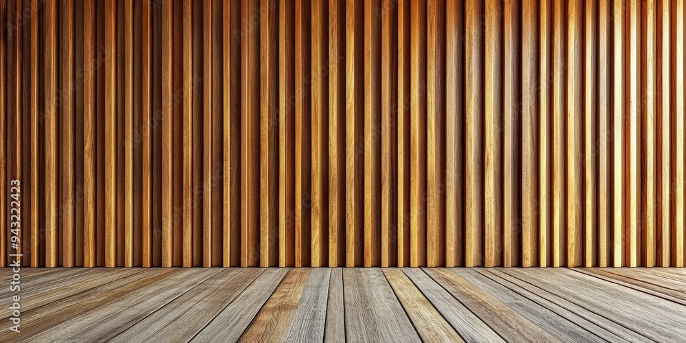 Wooden Panel Wall and Floor Background with Vertical Stripes in Neutral Tones Wooden Panel Wall and Floor Background with Vertical Stripes in Neutral Tones
