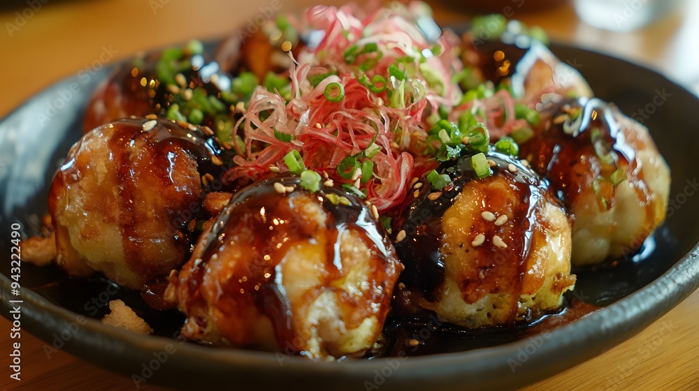 92. A serving of Japanese takoyaki (octopus balls)
