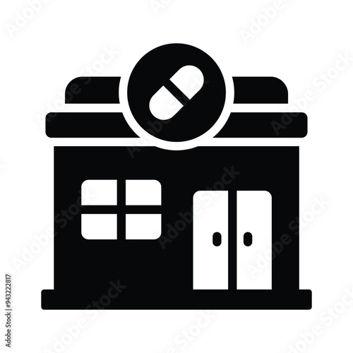 Drugs store, pharmacy icon design in trendy style