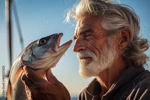 Outdoor fishing in river sport fisherman hunting fish Ai generative photo