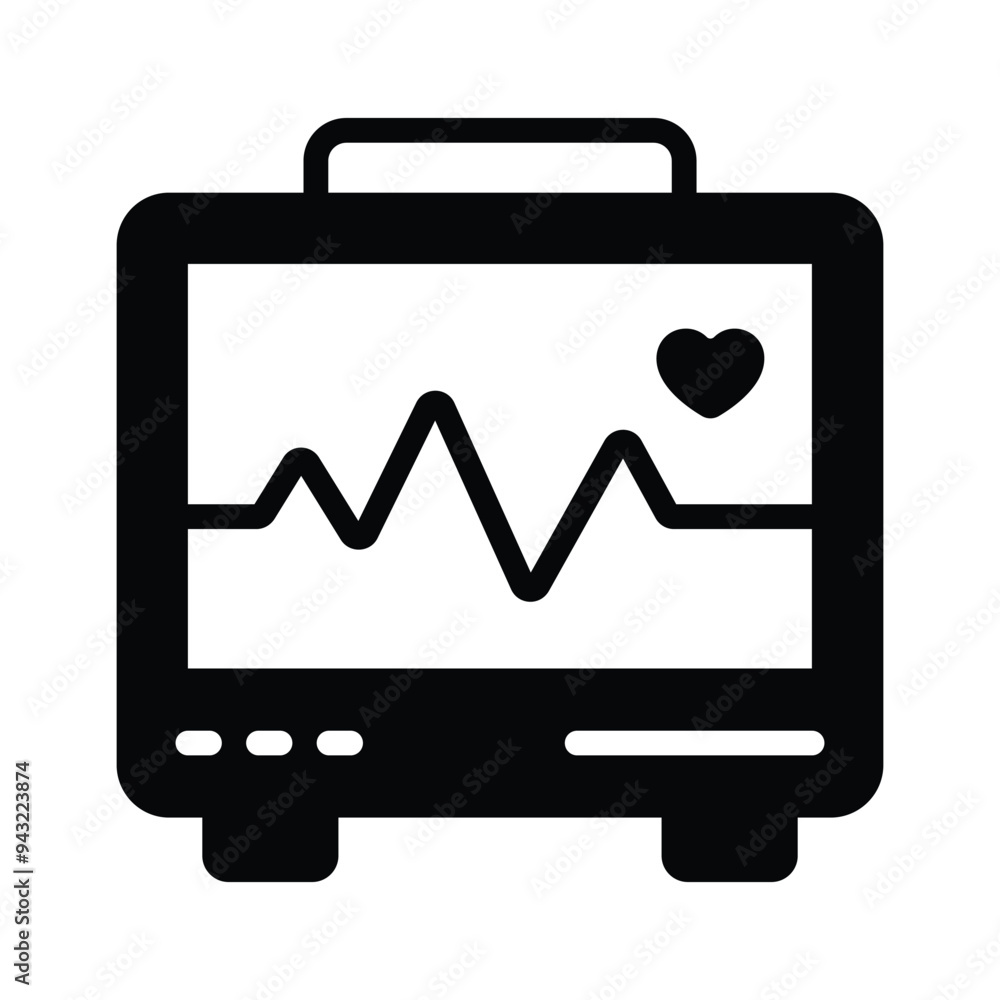 An amazing icon of an ECG machine, measuring heart rate, cardiac health monitoring An amazing icon of an ECG machine, measuring heart rate, cardiac health monitoring
