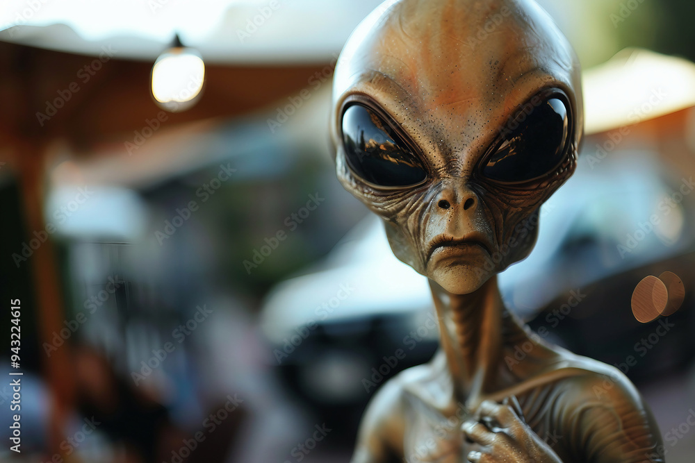 UFO space visitor alien on Earth living human life with everyday routine staff, Generative AI UFO space visitor alien on Earth living human life with everyday routine staff, Generative AI