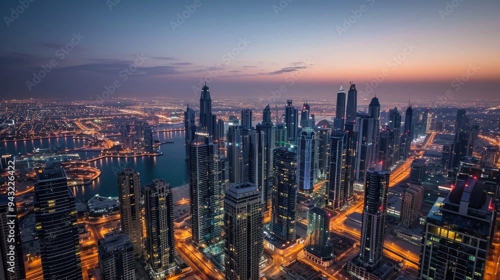Dubai Skyline: Cityscape Timelapse of Lake Towers at Dusk Dubai Skyline: Cityscape Timelapse of Lake Towers at Dusk