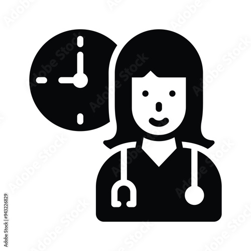 Icon of a healthcare professional with a clock, indicating appointment scheduling