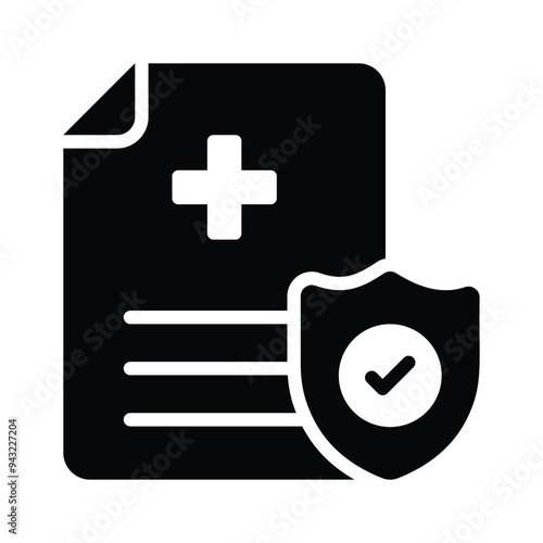 Medical document with a shield indicating security and protection icon